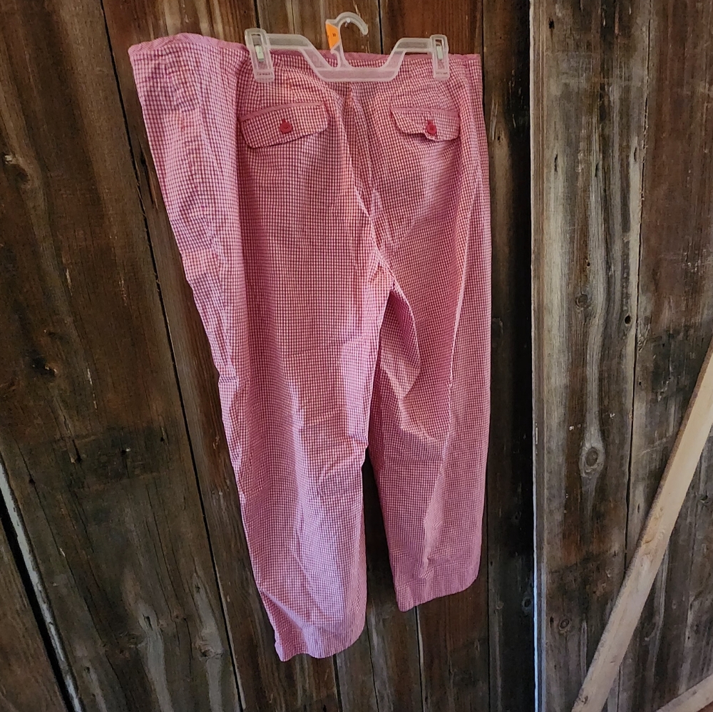 Talbots 18 W Pink Gingham Crop Pants